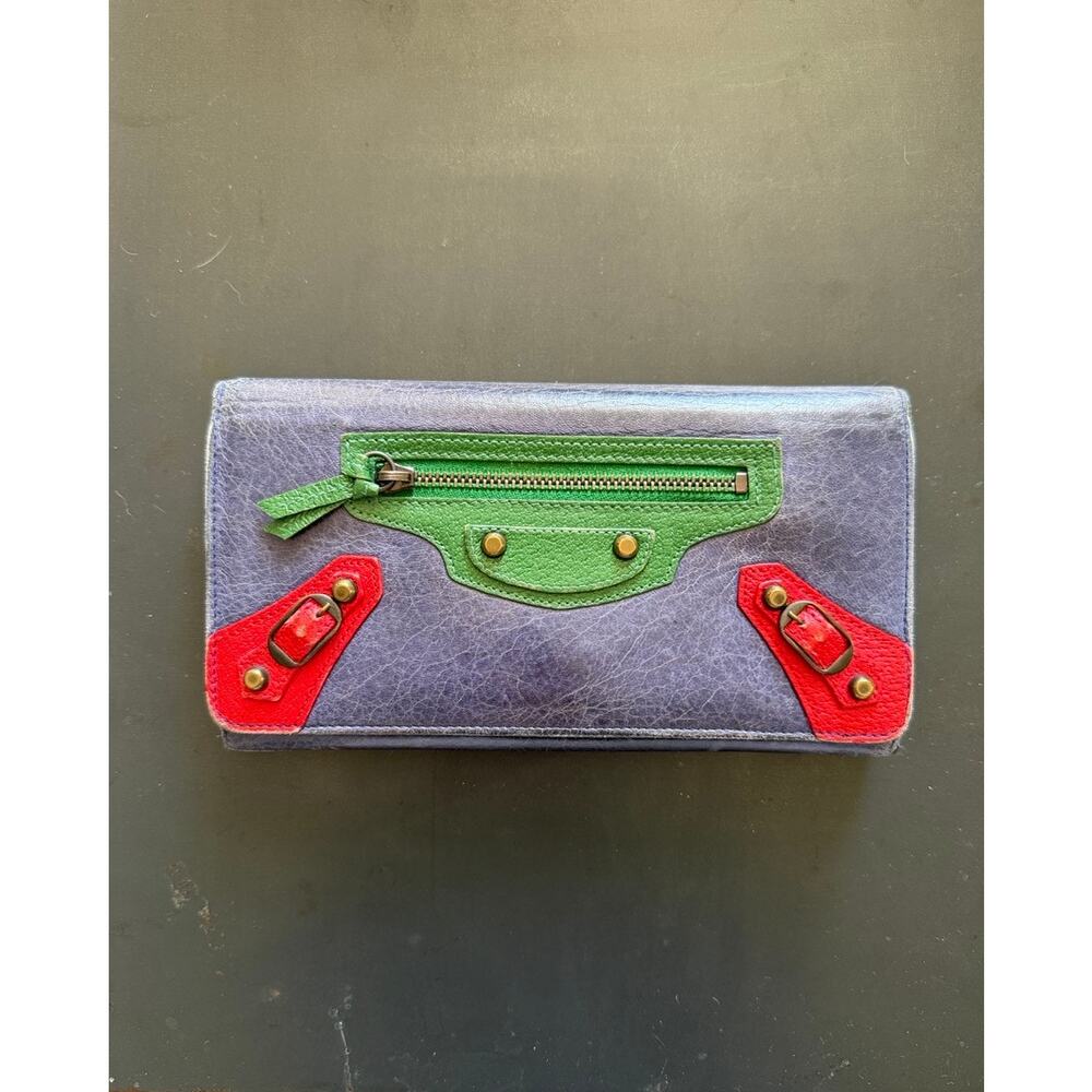 BALENCIAGA Long Wallet Multicolor City Tricolor Primary Colors moto - Picture 4 of 8